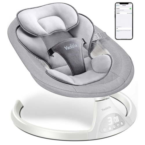 Baby Swing for Infants, Bluetooth Swing Electirc Baby Rocker Bouncer, Intelligent Auto Swing with 5 Speed, Gray