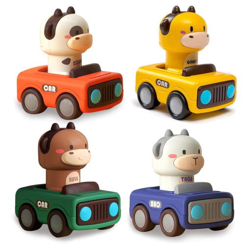 Press & Go Car for Toddlers 1-3 Year Old Car Toy for Tollder Age 1 2 3 Baby Animal Racing Cars Infant Play Vehicle Set Baby Push Go Friction Car Toys for 6-9-12-18 Months, 1st Birthday Gift