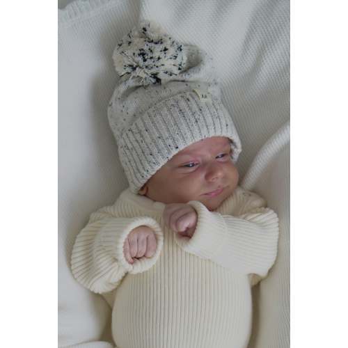 Luna + Luca Pom Beanie - Black Speckle