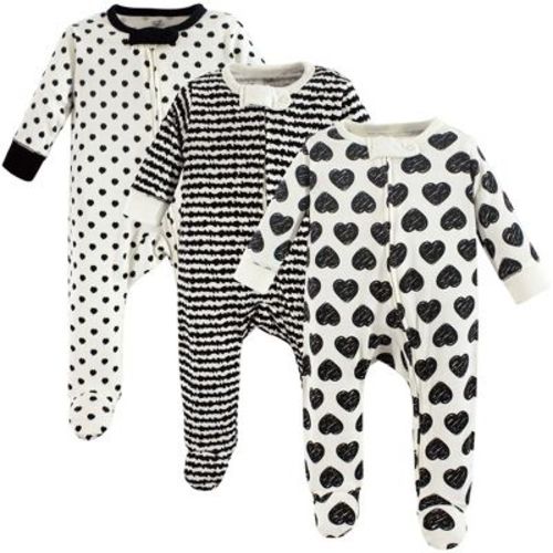 Touched By Nature Baby Girl Organic Cotton Zipper Sleep And Play 3pk, Heart, 3-6 Months