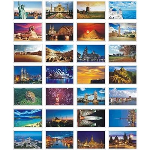 Beautiful Postcard set of 30 Post card variety pack World travel sites,4 x 6 Inches, world B