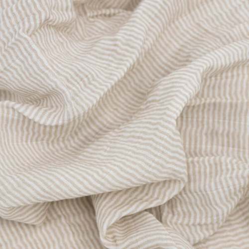 Organic Cotton Muslin Crib Sheet, Sand Stripe - Little Unicorn | Maisonette