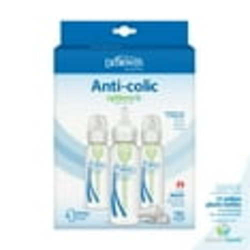 Dr. Brown's Natural Flow Anti-Colic Options+ Narrow Baby Bottle, 8oz, 3 Pack + HappyPaci