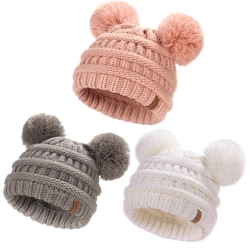 FURTALK Baby Winter Knitted Beanie Hat Soft Warm Lined Pom Pom for Infant Toddler Skull Cap