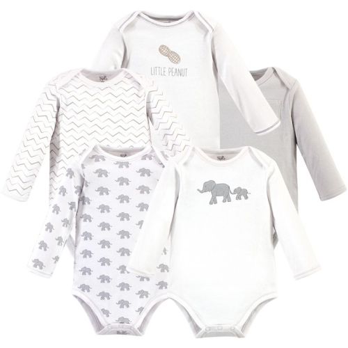 Touched by Nature Organic Cotton Long-Sleeve Bodysuits 5pk, Marching Elephant, Size: 3-6 months