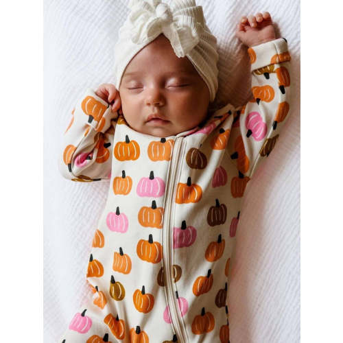 Pink Pumpkin Patch / Organic 2-Way Zip Romper