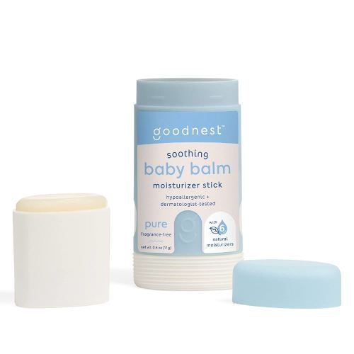Goodnest® Baby & Toddler Travel Balm Stick - Fragrance-Free, Unscented, 6 Natural Moisturizers, Travel Balm, Organic Baby Balm, Hypoallergenic, Refillable Silicone Case for Dry & Sensitive Baby Skin