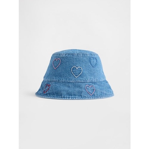 Baby Denim Embroidered Heart Bucket Hat