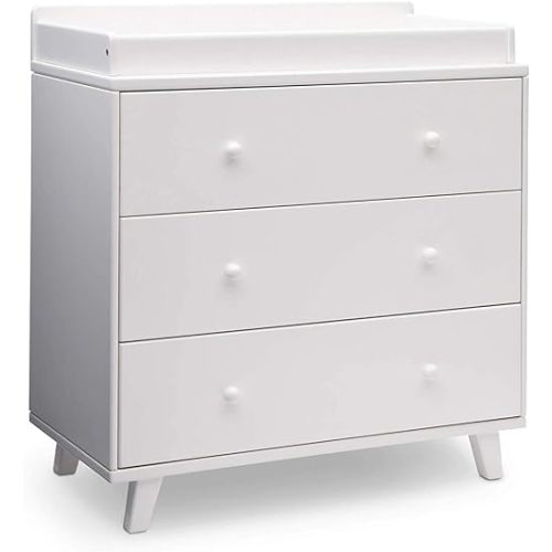 Delta Children Ava 3 Drawer Dresser with Changing Top, Greenguard Gold Certified, White