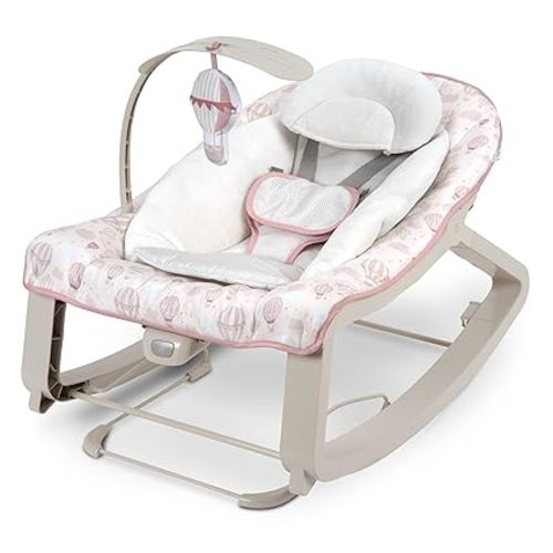 Ingenuity Keep Cozy 3-in-1 Grow with Me Vibrating Baby Bouncer, Seat & Infant to Toddler Rocker, Vibrations & Toy Bar, 0-30 Months Up to 40 lbs (Skye)