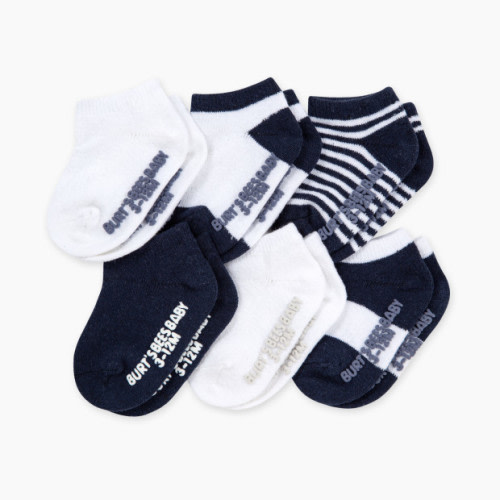Burt's Bees Baby Ankle Socks (6 Pack) - Midnight, 0-3 M