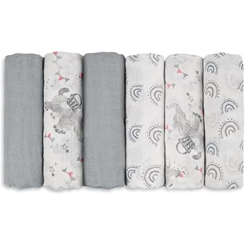 Muslin Baby Burp Cloths, Large 27 x 27 Inches Burping Cloths for Newborn Girls Boys, 6 Pack Baby Burp Rags Towel and Washcloths for Infant (Graceful Colors)