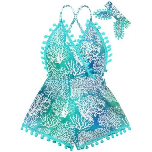 6M-3T Baby Girl Backless Bodysuit Outfit Set Romper Jumpsuit with Headband
