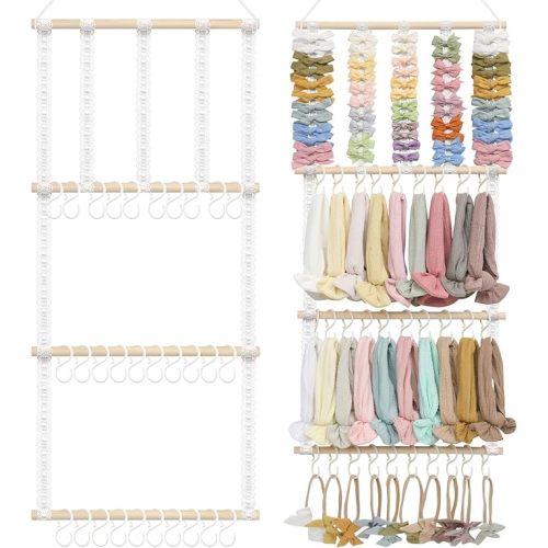 POVETIRE Headband Holder Hair Bows Organizer for Girls, Baby Headbands Hair Accessories Organizer Storage Wall Hanging Decor for Toddler Girls Room