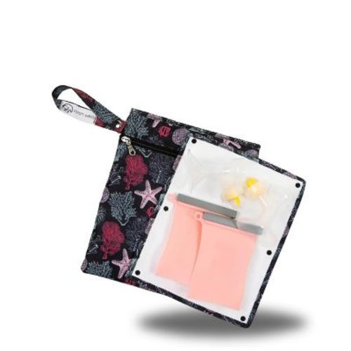 Sarah Wells Pumparoo Wet/Dry Bag – Compact Pump Parts Organizer with Waterproof Compartment & Staging Mat – Machine Washable
