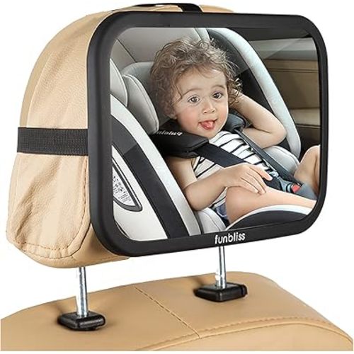 Baby Car Mirror Most Stable Backseat Mirror with Premium Matte Finish Super Clear PMMA Material Mirror Safe, Secure and Shatterproof,Black