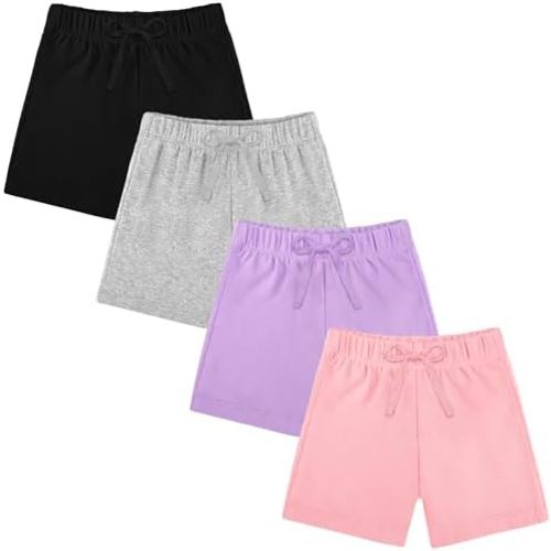 Resinta 4 Packs Unisex Baby Toddler Cotton Shorts Baby Pull-on Shorts with Drawstring Soft Summer Clothes for Daily Wear
