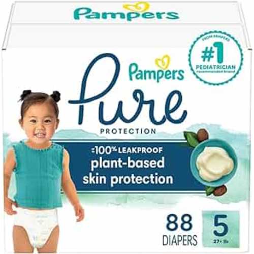 Pampers Pure Protection Diapers - Size 5, 88 Count, Hypoallergenic Premium Disposable Baby Diapers