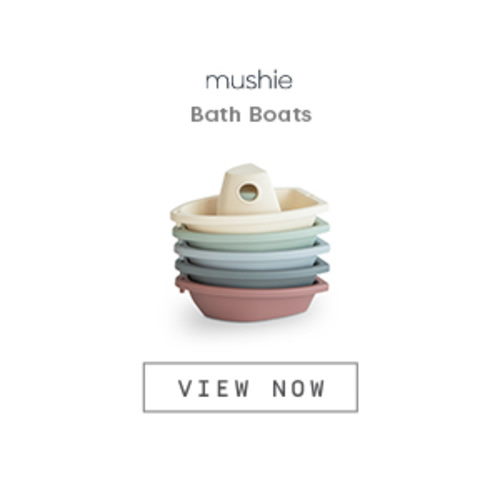 mushie Stackable Bath Boats Toy (Original) | Floating Bathtub Toys for Baby & Toddler, Set of 5 | Made in Denmark
