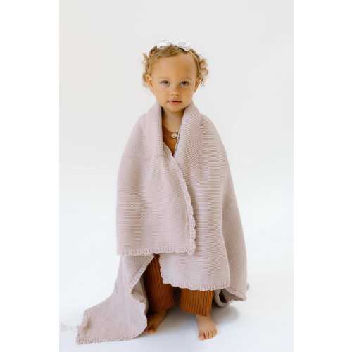 Dusty Purple 100% Cotton Knit Baby Blanket, Scalloped Edge Baby Blanket