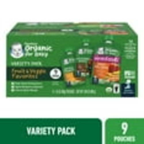 Gerber Stage 2 Baby Food, Organic Fruit and Veggie Puree Smoothie Variety Pack, 3.5 oz Pouches (9 Pack)