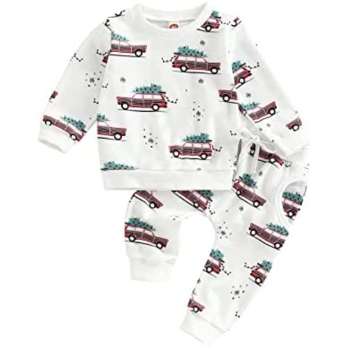 Engofs 2Pcs Toddler Baby Boy Girl Sweatshirt Tops Pants Set Long Sleeve Sweatsuit Fall Winter Outfits