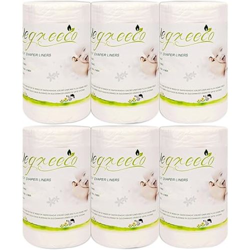wegreeco Cloth Diaper Liners - Unscented Diaper Liners, Fragance Free Cloth Diaper Liners - 100 Sheets Per Roll (6 Roll)