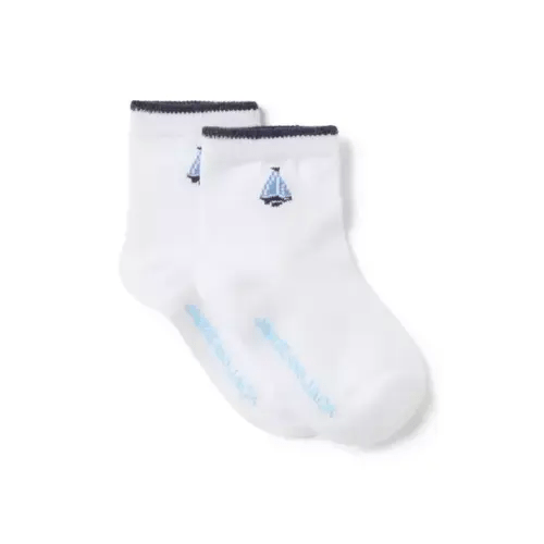 Newborn White Baby Sailboat Sock by Janie and Jack
