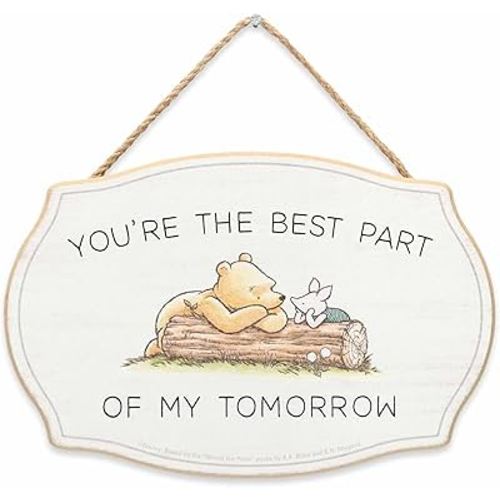 Open Road Brands Disney Winnie The Pooh You're The Best Part Hanging Wood Wall Decor - Adorable Winnie The Pooh Sign for Home
