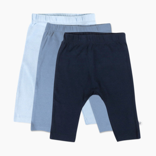 Honest Baby Clothing 3-Pack Organic Cotton Cuff-less Harem Pants - Blue Ombre, 0-3 M