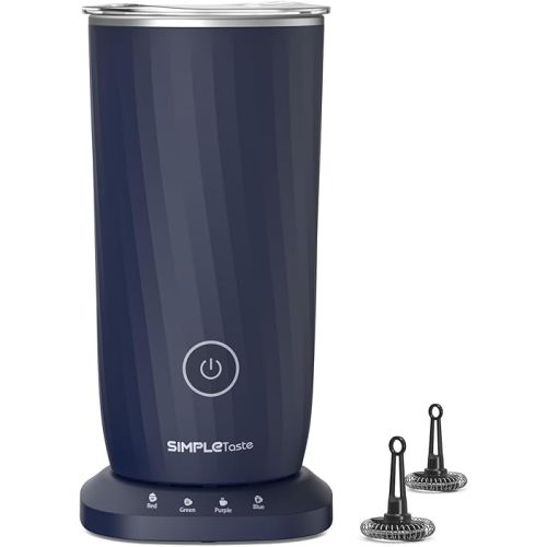 SIMPLETASTE Milk Frother, 4-in-1 Electric Milk Frother and Steamer, Automatic Warm and Cold Foam Maker and Milk Warmer for Latte, Cappuccinos, Dark Blue