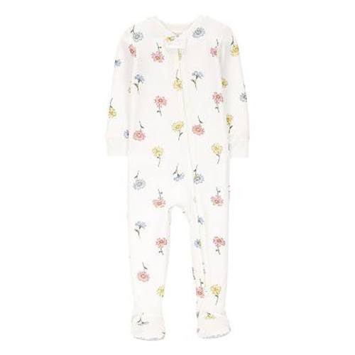 Baby Girl Carter's Floral Zip-Up PurelySoft 1-Piece Footed Pajamas