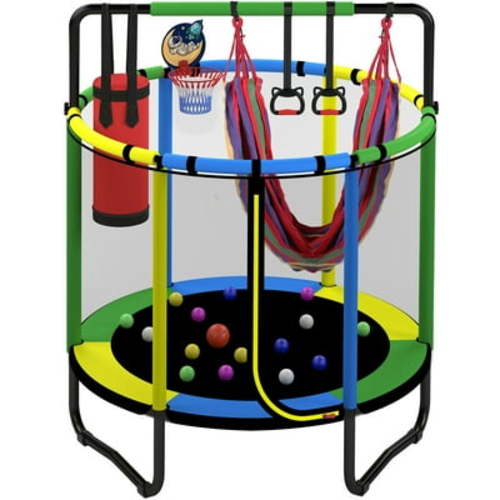 55'' Toddler Trampoline for Kids, SEGMART Kids Trampoline with Enclosure Net and Balls, Indoor Outdoor Mini Small Trampoline Birthday Gifts for Boys and Girls Age 3 Months and up