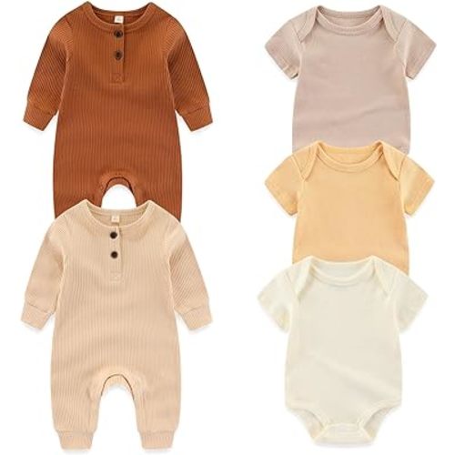 Newborn Baby Bodysuit Soft Ribbed Romper Multicolour Gift Set infant Clothes 0-12 Months