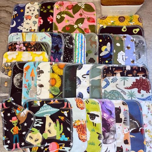 Mystery Print Flannel Cloth Wipes: Single or Double Layer