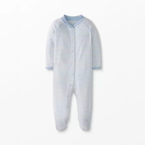 Hanna Andersson Baby Pima Cotton Layette Footed Sleeper- Ecru/North Air