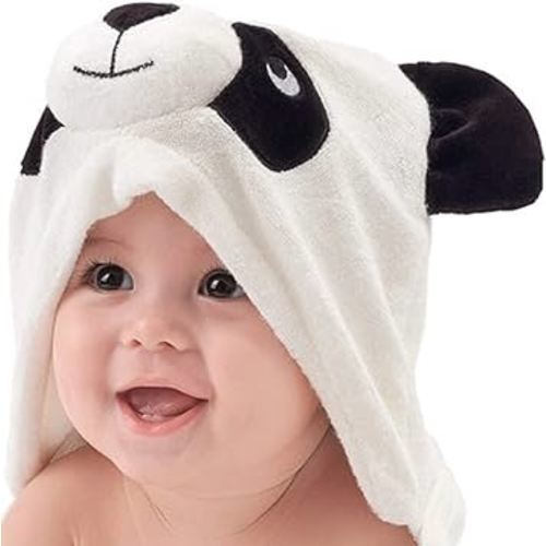 HIPHOP PANDA Baby Hooded Towel - Rayon Made from Bamboo, Soft Hooded Cute 3D Panda Bath Towel for Babie, Toddler,Infant, Natural Swim Towel Perfect for Newborn - (Panda, 30 x 30 Inch)