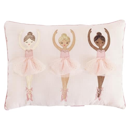 MON AMI Ballerina Girls Throw Pillow | 16x12-Inch Soft Decorative Cushion with Tulle Tutus | Cozy Plush Lumbar Pillow for Playroom, Nursery & Bedroom | Whimsical Dance-Inspired Room Décor