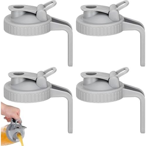 Mason Jar Pour Spout Lid for Wide Mouth Mason Jars, Airtight Mason Jar Pitcher Flip Cap Lid With Handle, Leak-Proof and Durable, Pack of 4