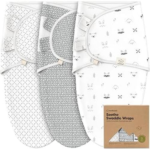 KeaBabies 3-Pack Organic Baby Swaddle Sleep Sacks - Newborn Swaddle Sack, Ergonomic Baby Swaddles 0-3 Months, Swaddles for Newborns,Baby Sleep Sack, Baby Swaddle Blanket Wrap,Baby Essentials(Nordic)