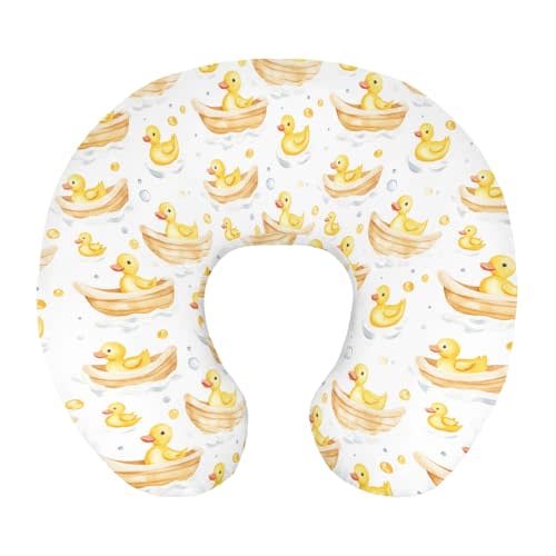 Cute Yellow Ducks Boats Nursing Pillow Cover Stretchy and Soft for Baby Girls Boys Rubber Duck Ships Bubble Nursing Cover for Breastfeeding for Newborn Infant Animal Pillowcase