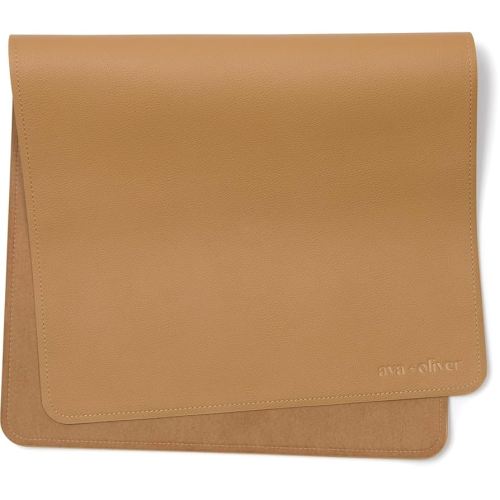 Vegan Leather Baby Changing Mat (16 X 30 in) - Multipurpose Wipeable and Portable Diaper Mat - Foldable for Travel (Tan)