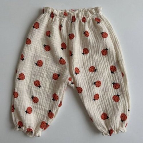 Summer baby pants children's spring organic cotton loose printed pants boys girls bloomers