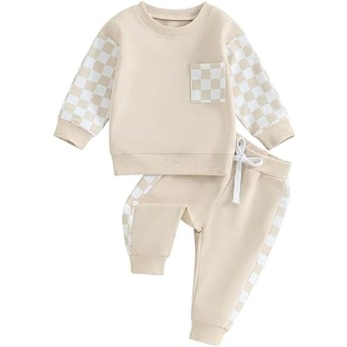 Fernvia Toddler Baby Girl Clothes 3 6 9 12 18 24 Months Fall Outfits Solid Long Sleeve Sweatshirt Tops + Pants Set