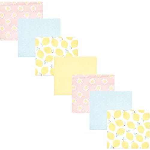 Hudson Baby Unisex Baby Cotton Flannel Receiving Blankets Bundle, Lemon Daisy, One Size