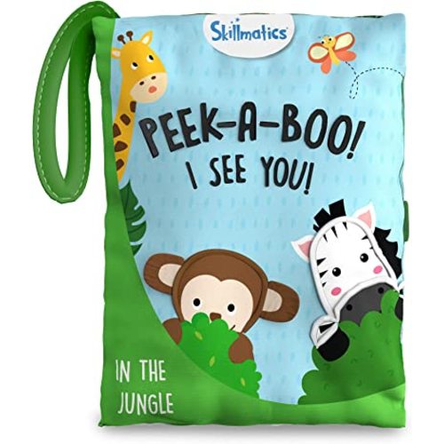 Skillmatics Peek-A-Boo Jungle Book - Soft Cloth Book for Baby, Infant & Toddler Toys, Crinkle Pages for Sensory Play, Gifts for Ages 6 Months and Up