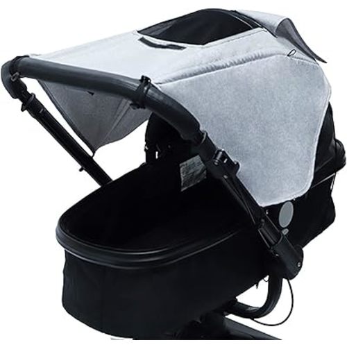 Stroller Sun Shade Universal Baby Stroller Cover for Sun Bassinet Blackout Cover (0-6m) Sunshade Visor Wind Cover Blocks Sun's Rays - Gray