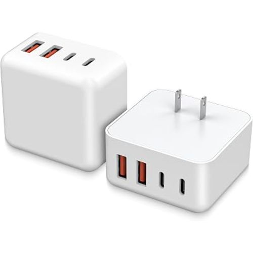Fast USB C Wall Charger Block,[2Pack]4-Port Portable Type C Charger Fast Charging Power Charge Adapter 40W USB A/C Multi-port Brick Type C Cube Travel Plug for iPhone 17 ProMax/17/Air/16/15/14/13,iPad