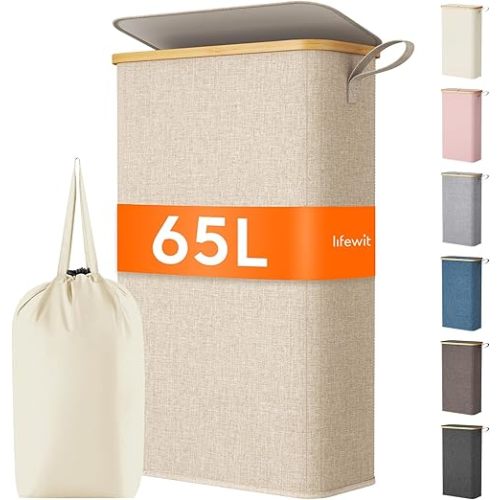 Laundry Hamper with Lid, Beige