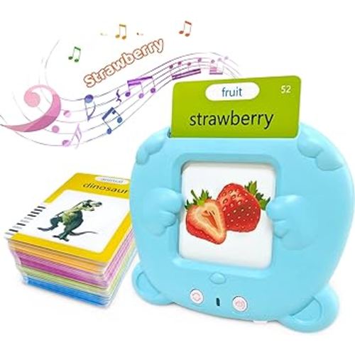 Toddlers Talking Flash Cards, Baby Learning Cards with 224 Sight Words, Educational Toy Gifts for Toddler 3-12 Year Old Boys and Girls, Montessori Toys, Speech Therapy, Autism Sensory Toys, Blue